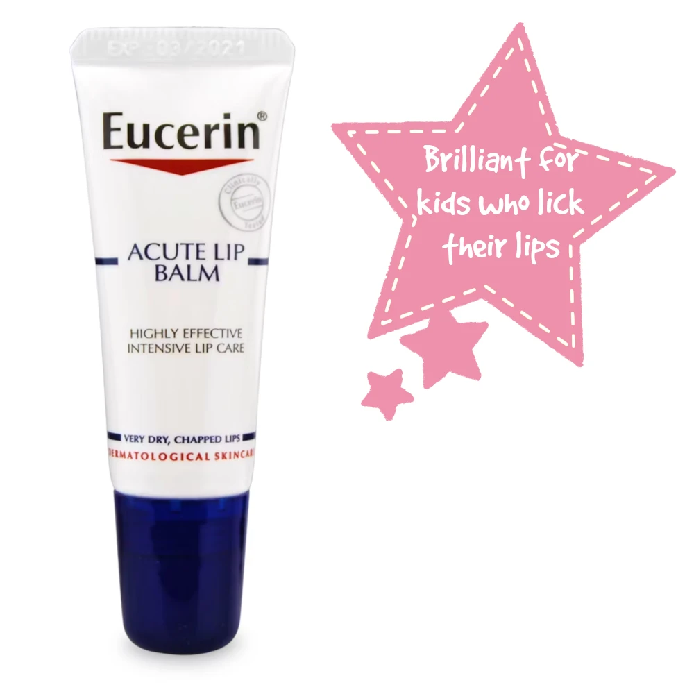 Eucerin Acute Lippenbalsam - Bewährter Lippenbalsam Testbericht Zusammenfassung: Brillant für Kinder, die ihre Lippen ablecken